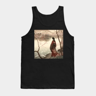 Ukiyo-e Japanese Art - Woman Standing by the Shore Tank Top